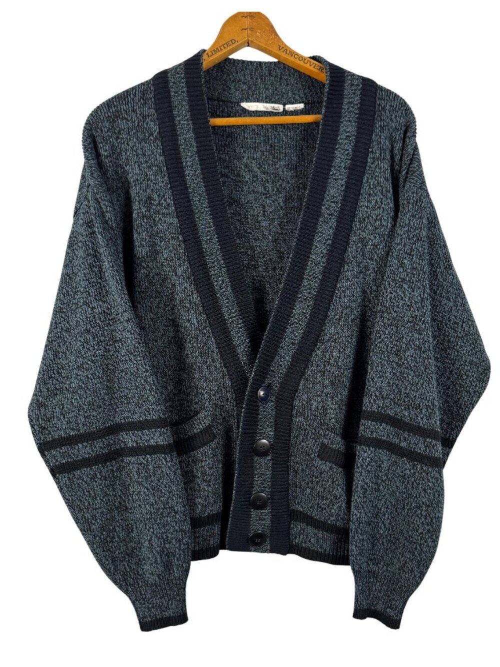 Vintage 90s Blue Cardigan, Grandpa Sweater, Retro Slouchy Fit